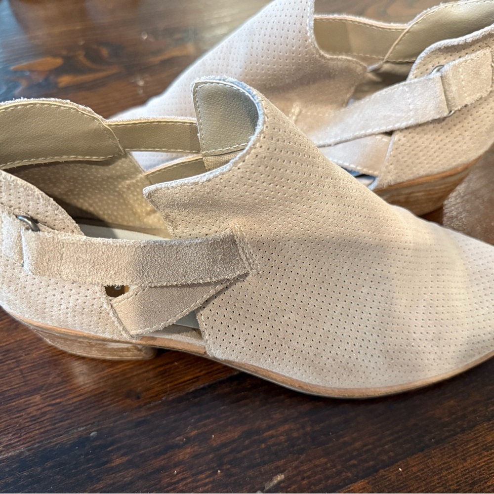 Dolce Vita Cream Mules with Textured Fabric Upper